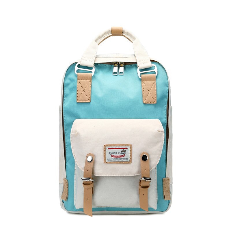 Travel bag solid color Oxford waterproof backpack women's high-capacity school bag women canvas retro laptop backpacks: white blue