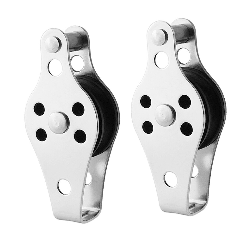 2pcs Swivel Lifting Rope Pulley Block For Wire Rope (2-8mm Dia), 316 stainless Steel