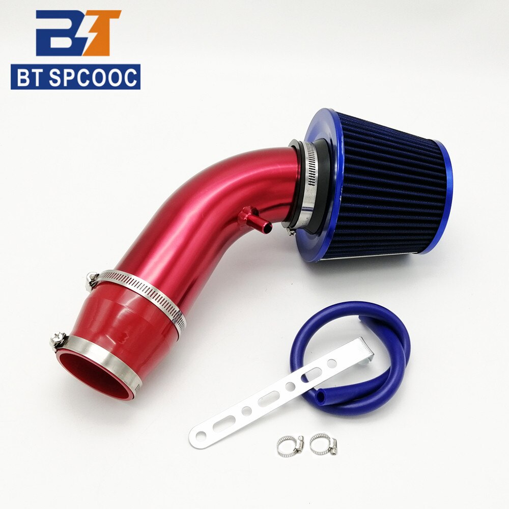 Aluminum Alloy Air Intake Pipe Car Cold Air Intake Filter Kit 76mm 3inch Blue Red Universal: Red- blue