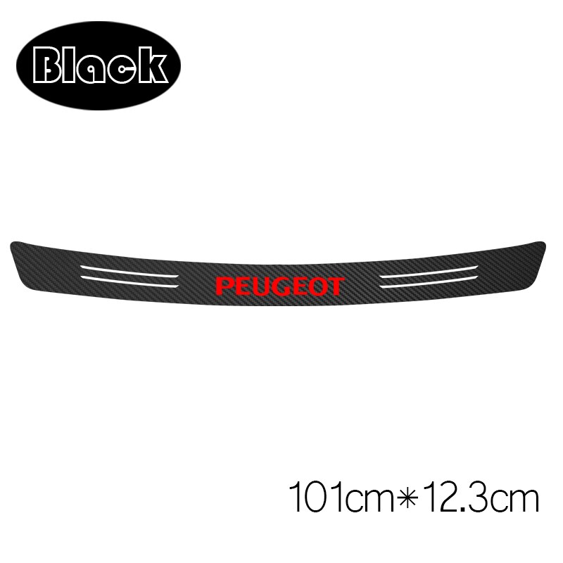 1 pièces Auto style Protection pare-chocs arrière en Fiber de carbone autocollant pour Peugeot 307 peugeot 206 308 207 406 407 408 accessoires: 101CMx12.3CM black