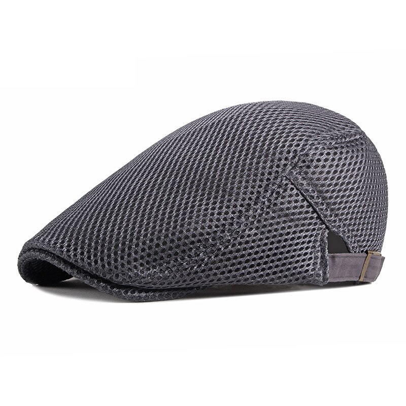 Summer Men Women Casual Beret Hat Breathable Mesh Flat Cap Newsboy Style Beret Hats Adjustable Adjustable Caps Gorras: Darkgray