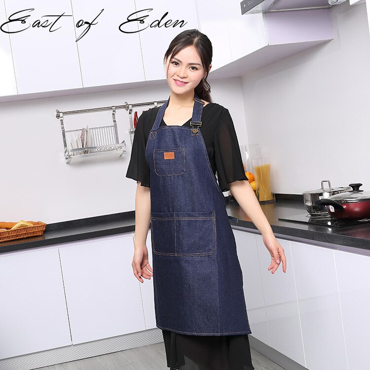 East of eden jeansförkläde förtjockning kök kafé tebutik män och kvinnor overaller bbq förkläde