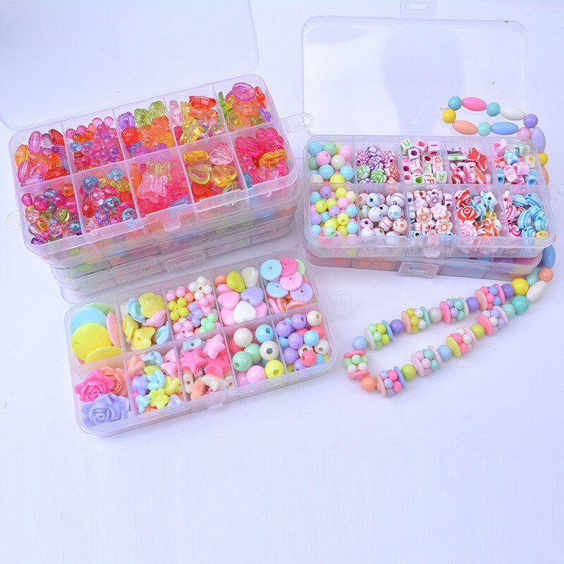 DIY Handmade Beaded Toy with Accessory Set Children 10 Grid Girl Jewelry Making Toys Educational Toys Children