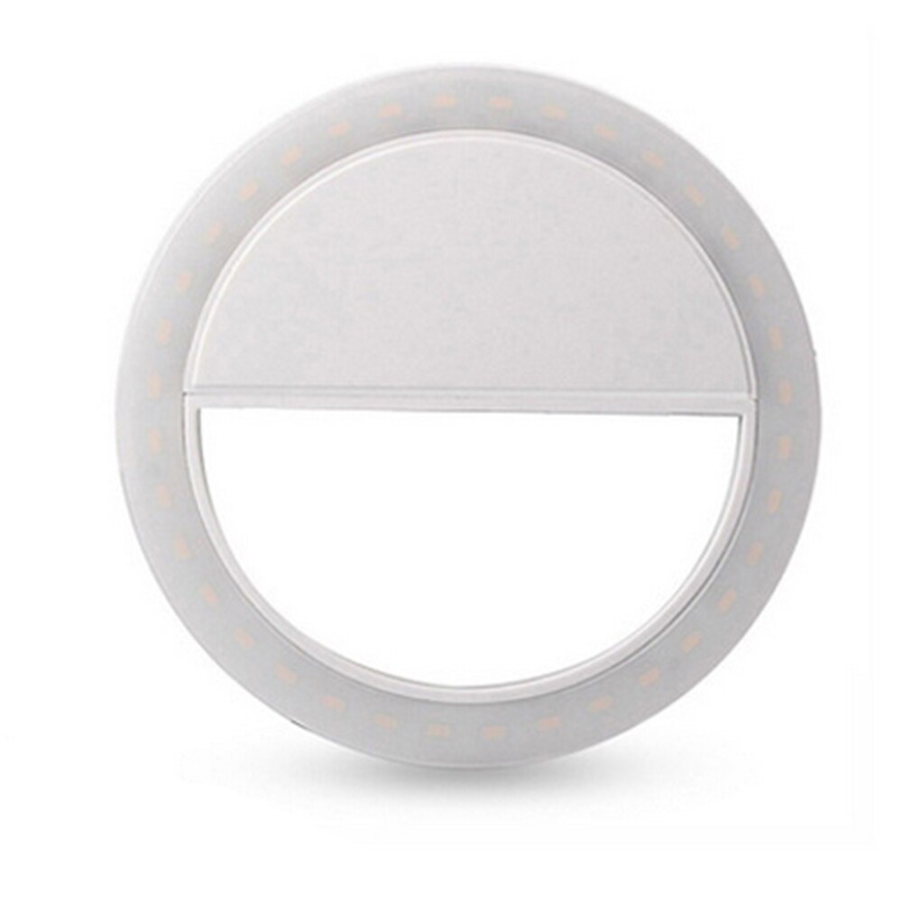 Cargador USB espejo de maquillaje LED Flash automático para teléfono móvil Smartphone redondo portátil linterna de Selfie maquillaje espejo herramientas de belleza: Blanco