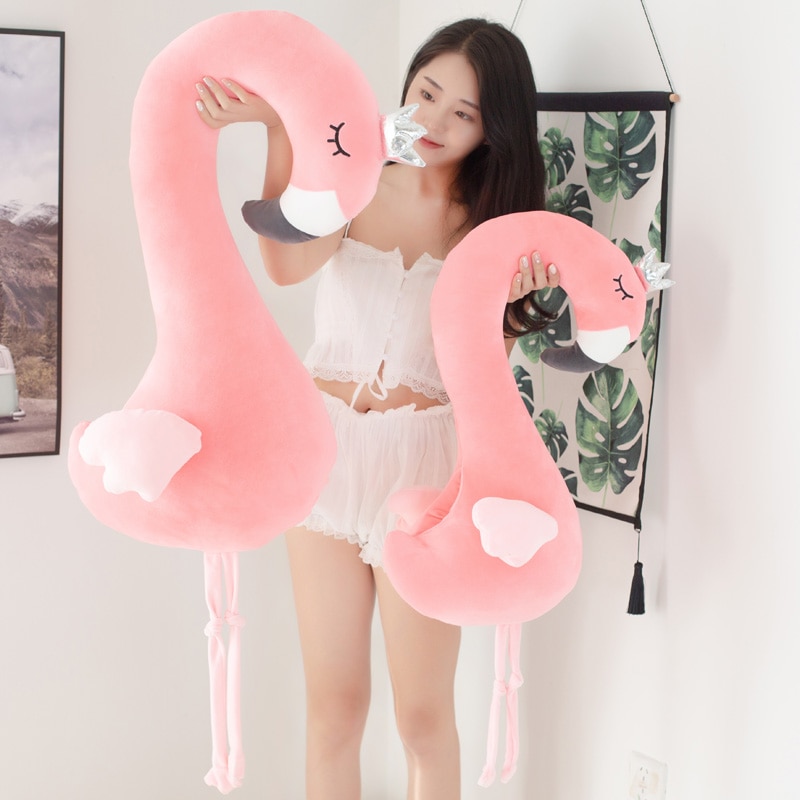 Babiqu 1pc 80/115cm Cute Pink Flamingo Plush Toys Stuffed Wildlife Bird Swan Dolls for Kids Home Decor Birthday for Lovers
