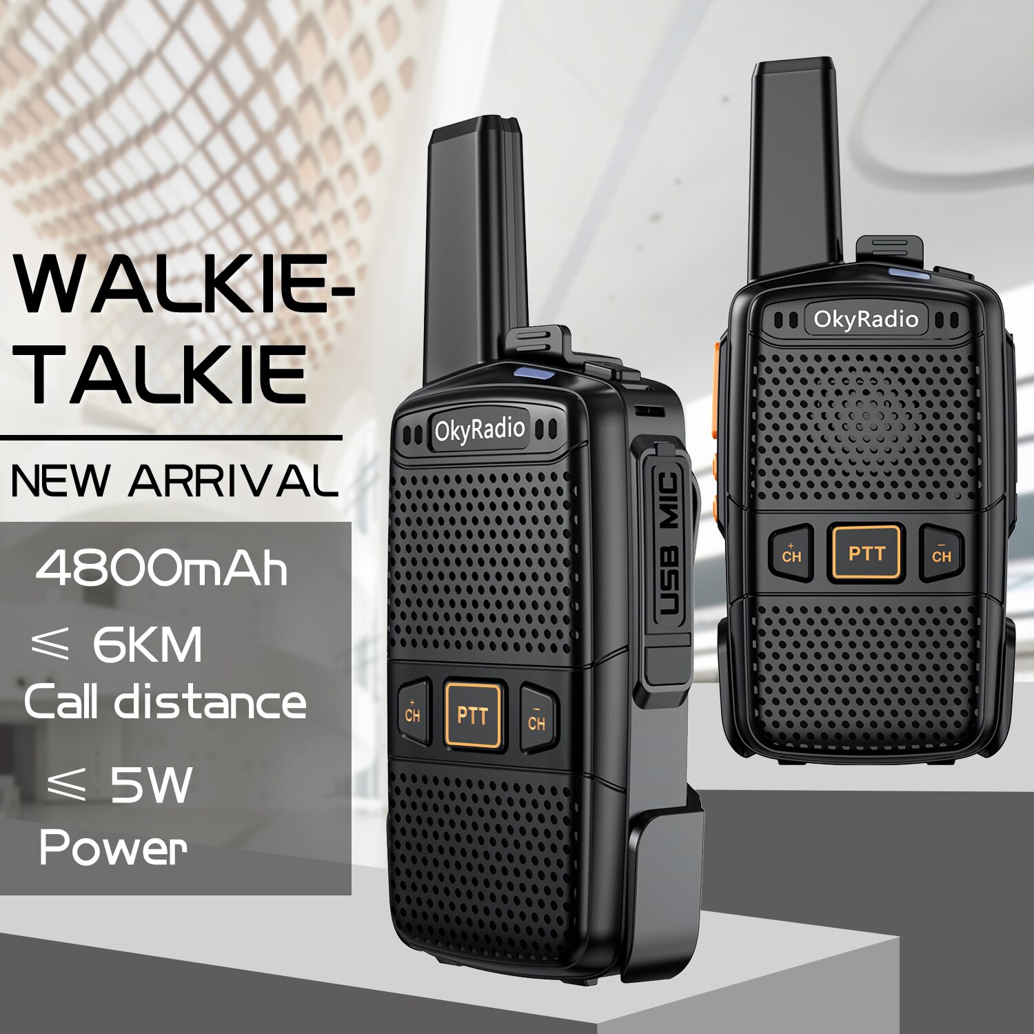 Walkie Talkie Set Draagbare Rdio Station 5W Amateur Twee Manier Ontvanger Zender Transceiver 4800Mah Usb Chargr