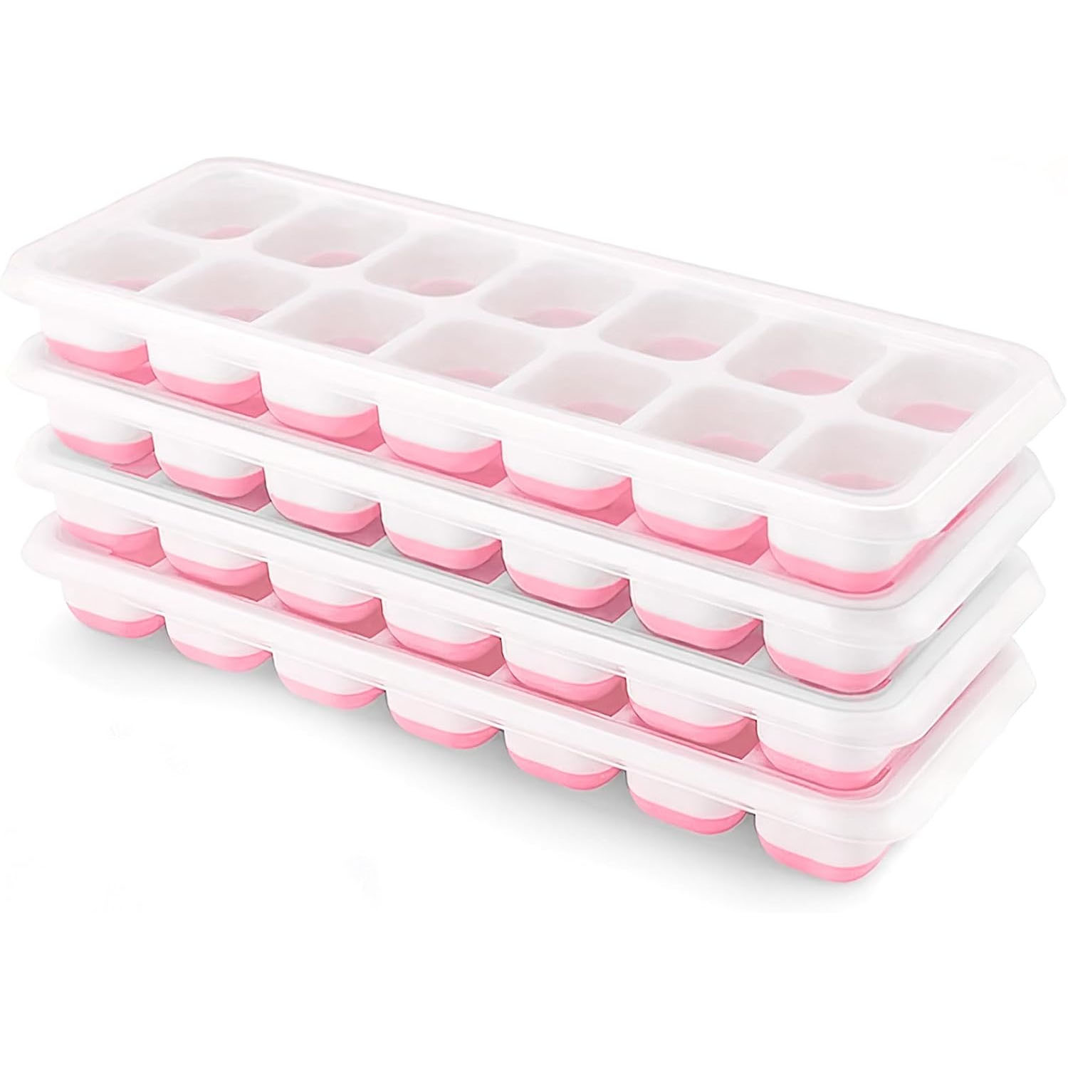 4pcs Grids Ice Cube Trays Reusable Silicone Ice cube Mold Fruit Ice Maker with Removable Lids Kitchen Tools Freezer Summer Mould: S / black
