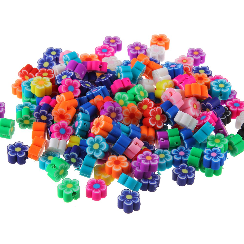 100Pcs/lot DIY Jewelry Polymer Clay Beads Flower Pieces Mix color Bracelet Accessory Slices Jewelry Making