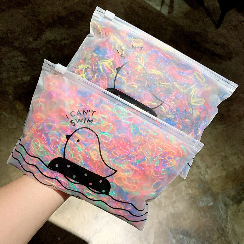 1000 Pcs/Set One Time Mini Rubber Bands Kids Headwear Women Hair Bands Scrunchie Hair Rope Braiding Transparent Hair Accessories
