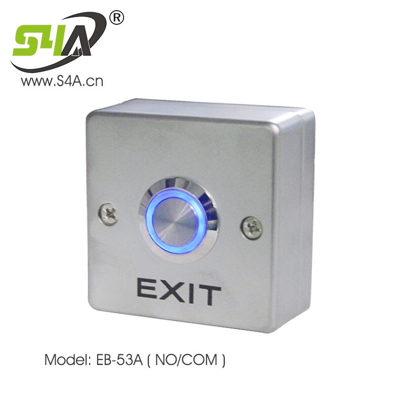Exit Button with LED Light for Access Control Zinc Alloy Material the Bottom Box Door Push Exit Release Mushroom Button Switch