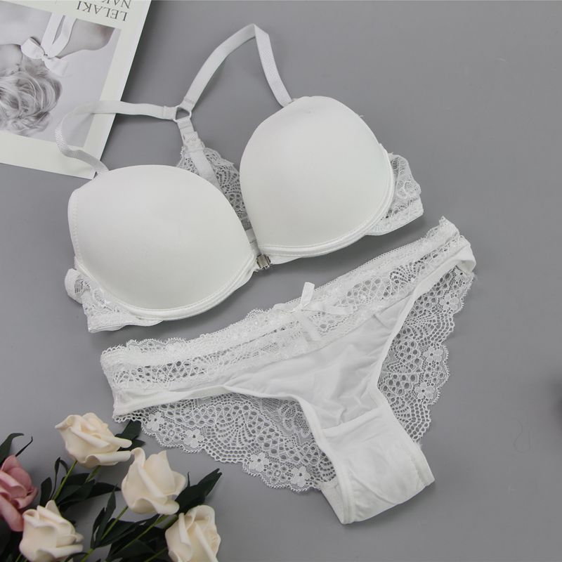 Nowa moda Bralette seksowna bielizna bezszwowe komplety biustonoszy push-up zapinane z przodu cukierkowa kolorowa bielizna damska mały rozmiar biustonosza