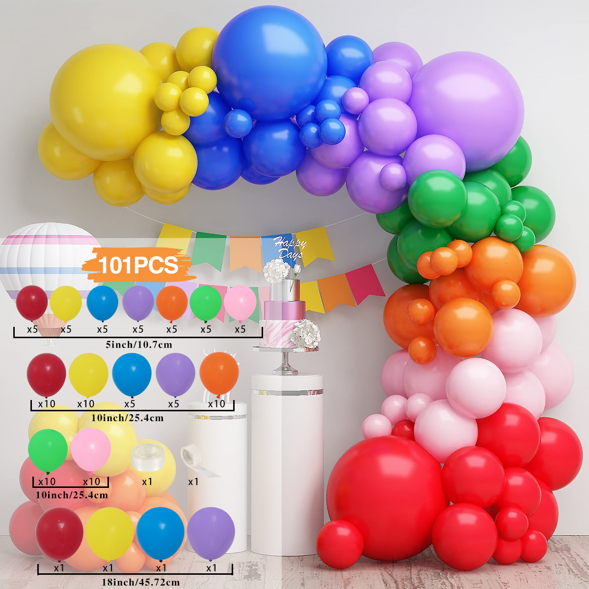 kit arco ghirlanda di palloncini arcobaleno colorato kit arco palloncini in reticolo multicolore Decorazione matrimonio Compleanno arredamento ragazzo bambino doccia Bomboniera