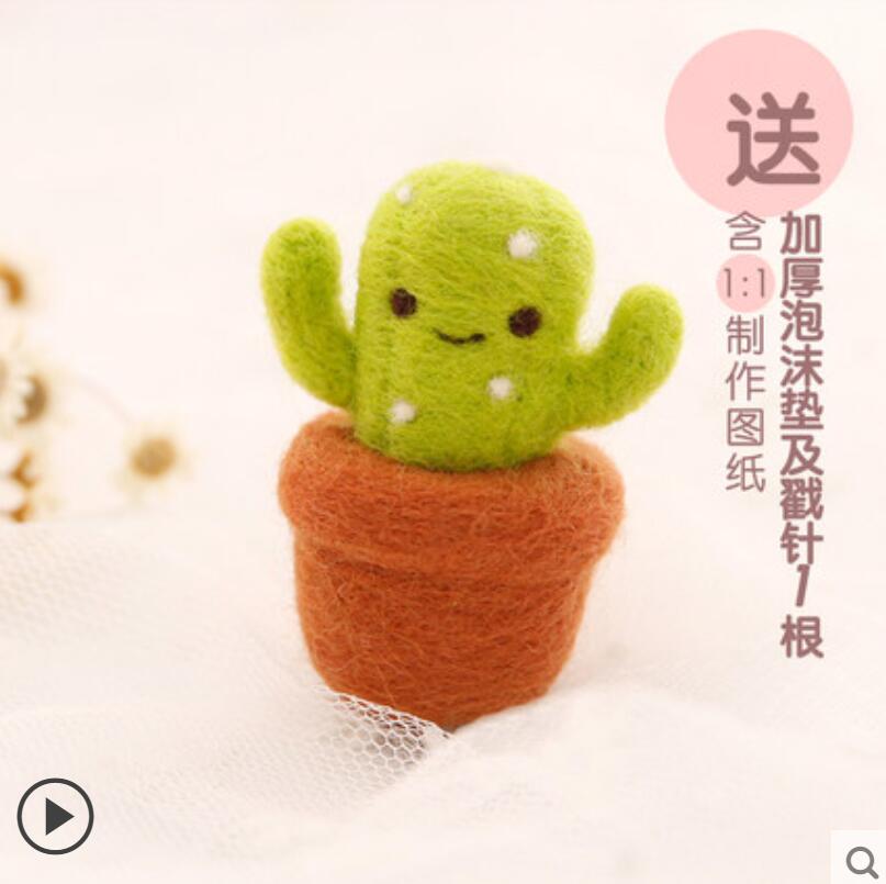 Succulent plants wool needlepoint kit wool felt needle felting pendant craft needlecraft DIY handmade: Army Green