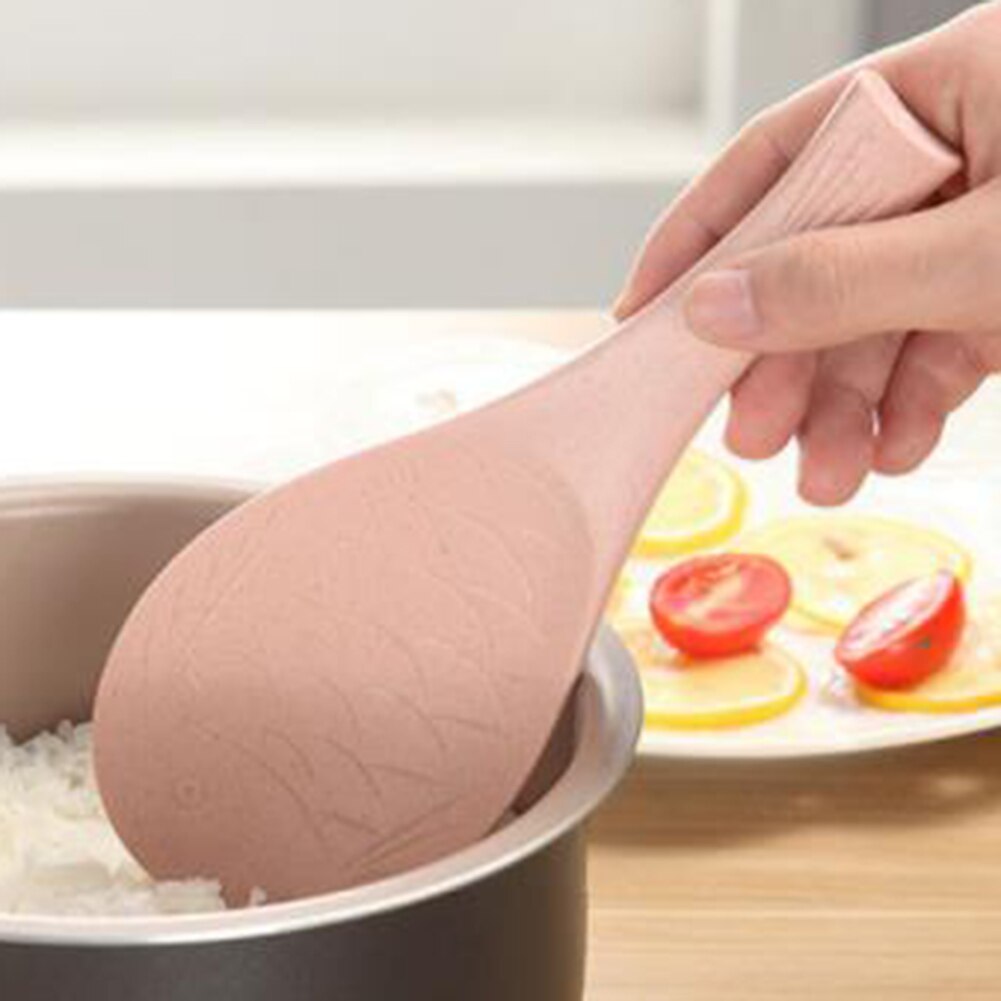 Kitchen Fish Shaped Non-stick Spoons Heat-resistant Rice Paddle Utensil Kitchen Tool 7.5cm x 20.5cm