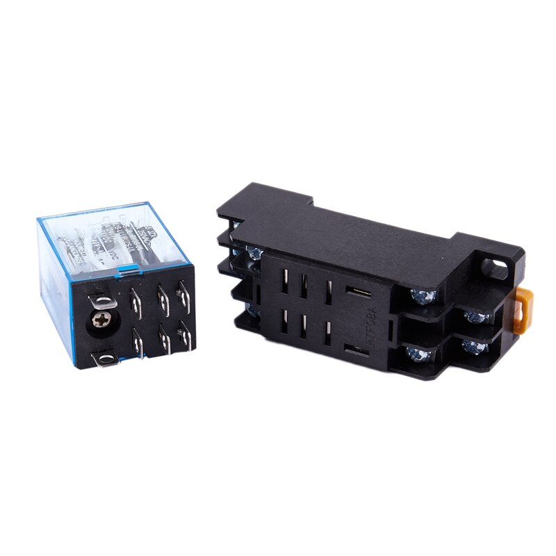 12V DC Coil Power Relay DPDT LY2NJ HH62P-L JQX-13F 10A With PTF08A Socket Base
