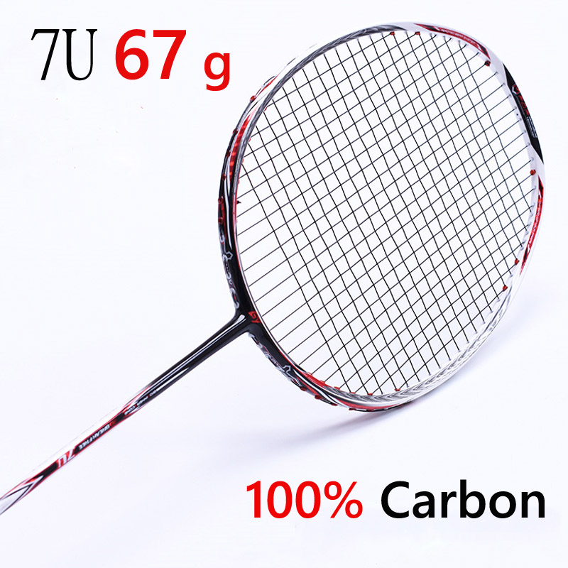Badminton Racket Professionele Carbon Badminton Racket 22-28 Lbs Gratis Grips Geregen 6U 72G, 7U 62G