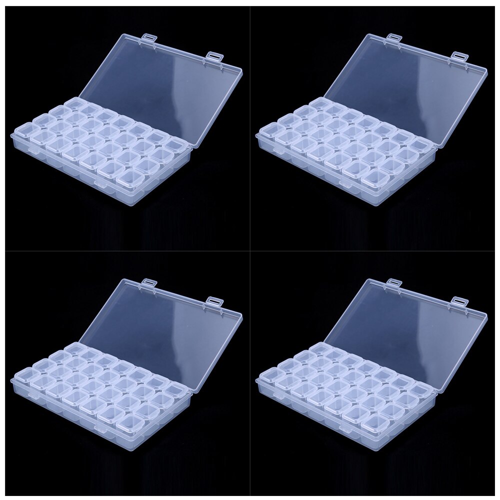 Caja de celosía 5D para manualidades, accesorios de herramientas de pintura de diamantes, Kits de contenedores de cuentas, organizador de almacenamiento, caja de partículas pequeñas, para el hogar, 64 Uds.: 4X28 grid