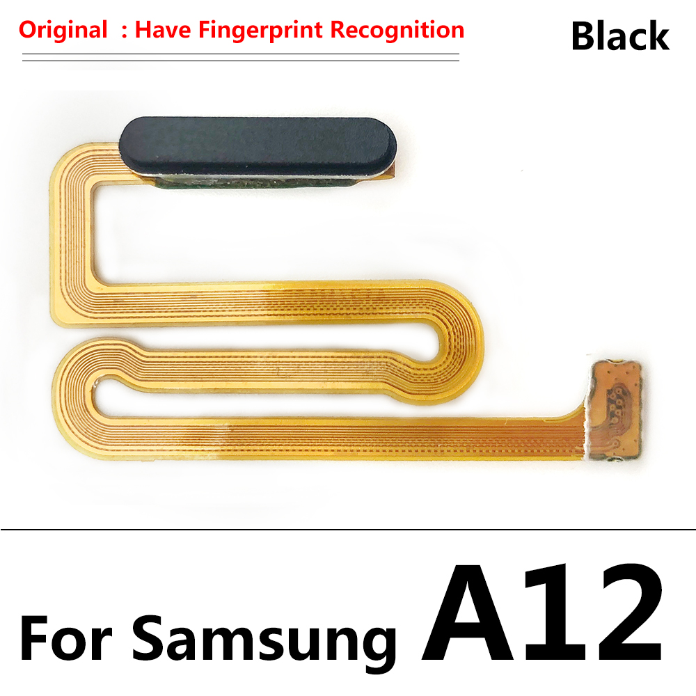 For Samsung Galaxy A12 A125 A125F Home Button Fingerprint Sensor Flex With Power Key Button Flex Cable: A12 Black Original