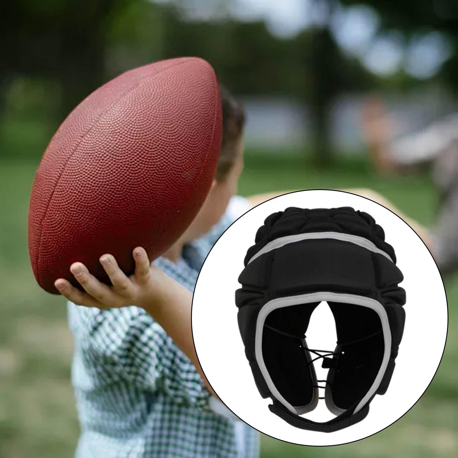 Ademend Rugby Hoofdbeschermer Protector Helm Volwassen Kind Jeugd Scrum Hoed: Black