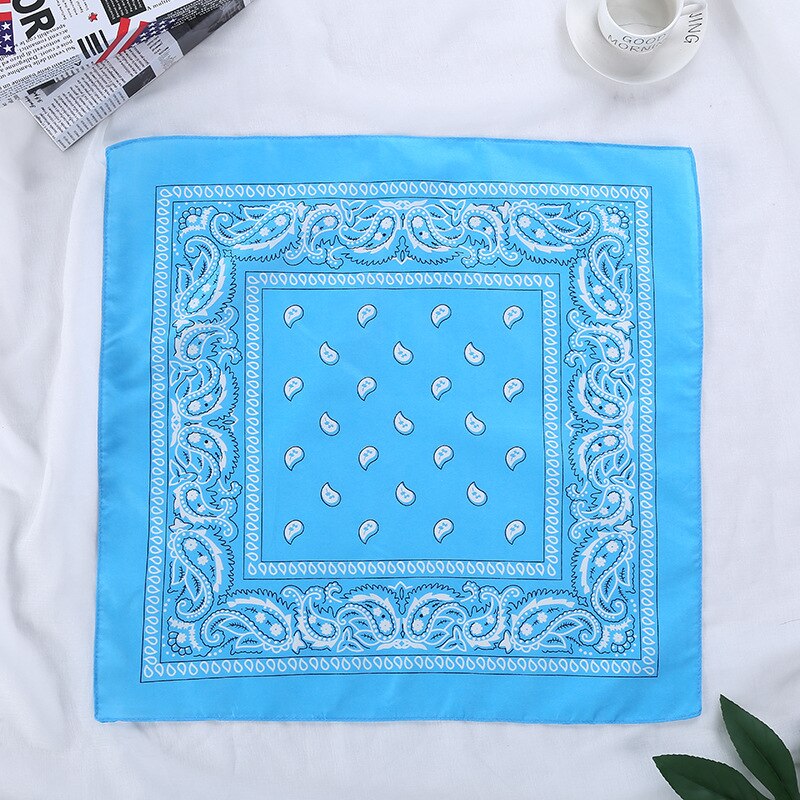 Bandana fazzoletto Unisex Hip Hop nero Paisley collo sciarpa sport copricapo polso avvolge testa sciarpe quadrate stampa fazzoletto: Sky Blue
