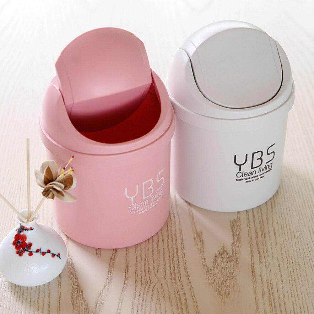 Household Office Use Dustbin Simple Trash Can Kitchen Bedroom Bathroom Garbage Bin with Flip Lid Waste Bins Mini Trash Box