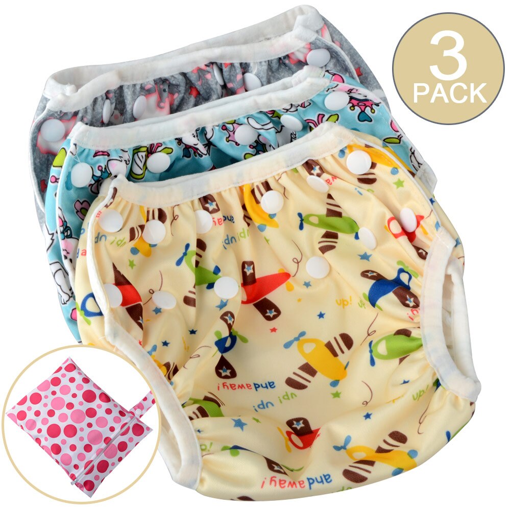 Summer Baby Swimwear Diaper Newborn Swim Trunks with Waterproof Infant Diaper Bag