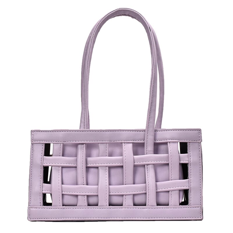 Dames vierkante tas hoge pu leren dames handtas holle schoudertassen okseltas