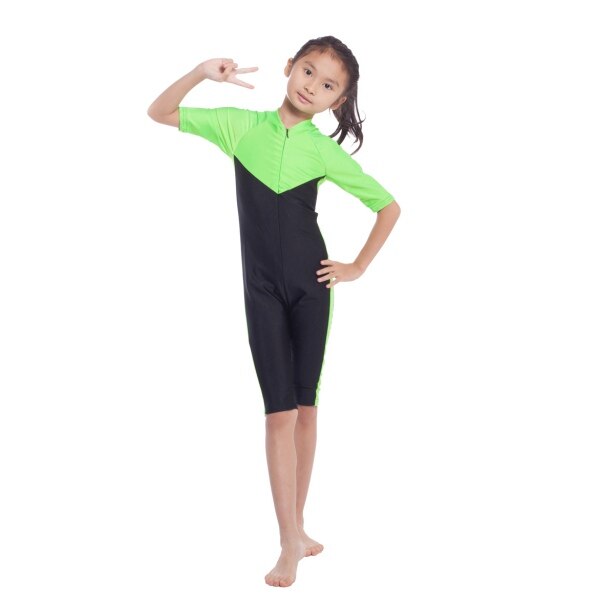 Meisjes badpak, bescheiden badmode, moslim, islamitisch badpak, maat s-xl: Groente / M