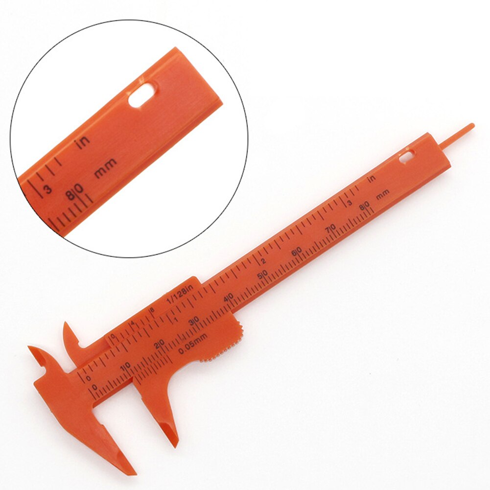 Calibrador Vernier de 0 a 80mm herramienta de medición de joyería, regla micrométrica de doble escala de plástico, calibre de Mini milímetros/pulgadas