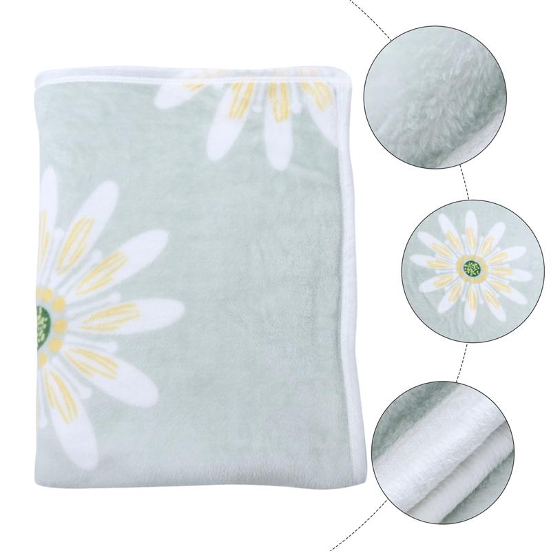 1Pc Daisy Flower Pattern Fleece Blanket Plush Throw Blanket Sleeping Blanket