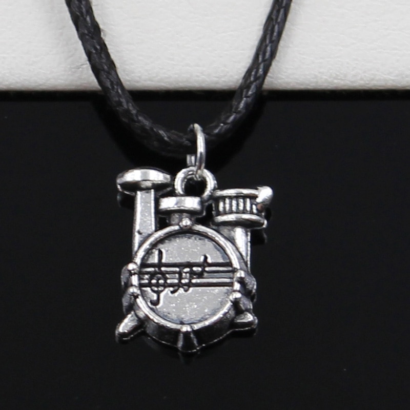 Nuovo di Modo Del Pendente Orologio Cronometro Drum Set Collana Del Choker Nero Cavo di Cuoio di Prezzi di Fabbrica di Gioielli Fatti A Mano