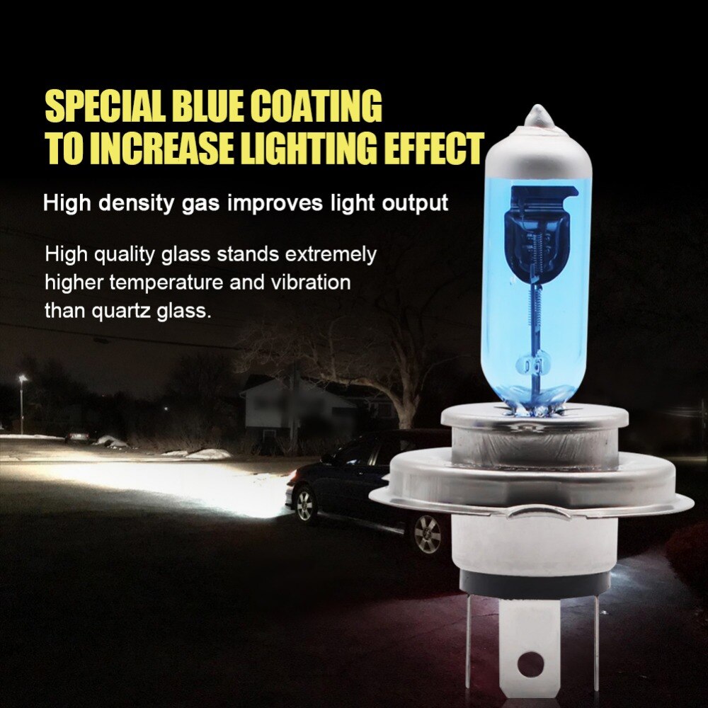 Safego 2x h4 h7 halogen xenon pære  h11 9005 hb3 hei/lo 60w/55w frontlys xenon til bil 4300k-5000k lys varm hvit tåke lampe 12v