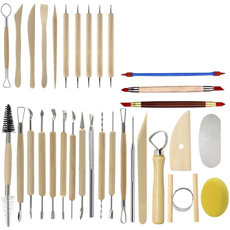 Pottery Sculpting Tools 32PCS Ceramic Clay Carving Tools Set for Beginners Expert Art Crafts Kid's Pottery Classes