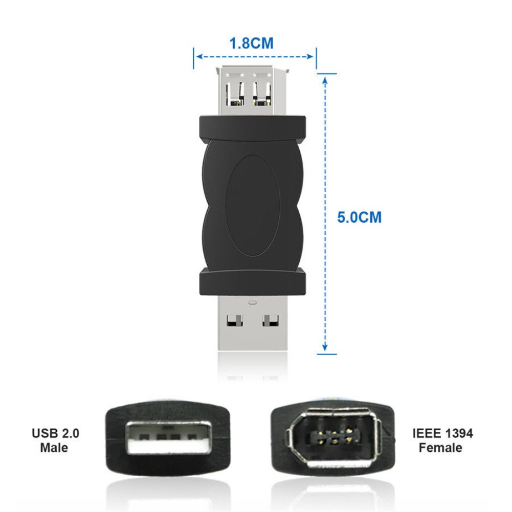 Firewire Ieee 1394 6Pin Vrouwelijke Naar Usb 2.0 Type A Male Adapter Converter Draagbare