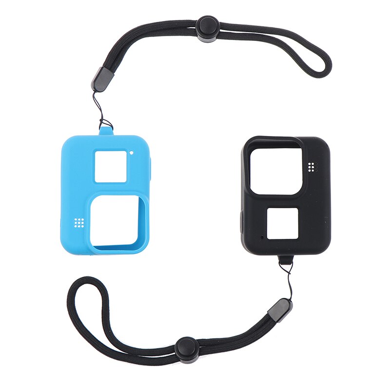 Siliconen hoesje voor gopro hero 8 zwart/blauw beschermfolie lensbehuizing voor gopro 8 accessoires