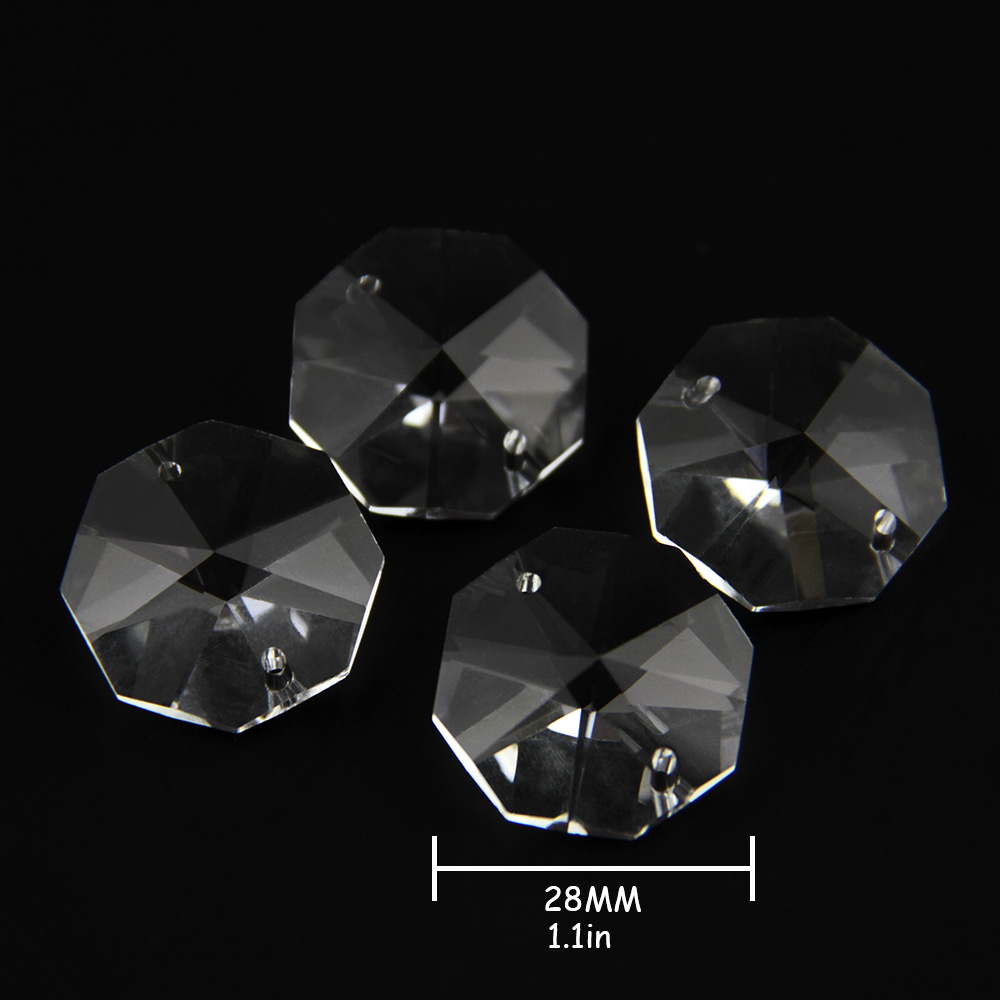 10 st/lot 28mm 2 hål kristall oktagon pärlor kristall ljuskrona prism pärlor