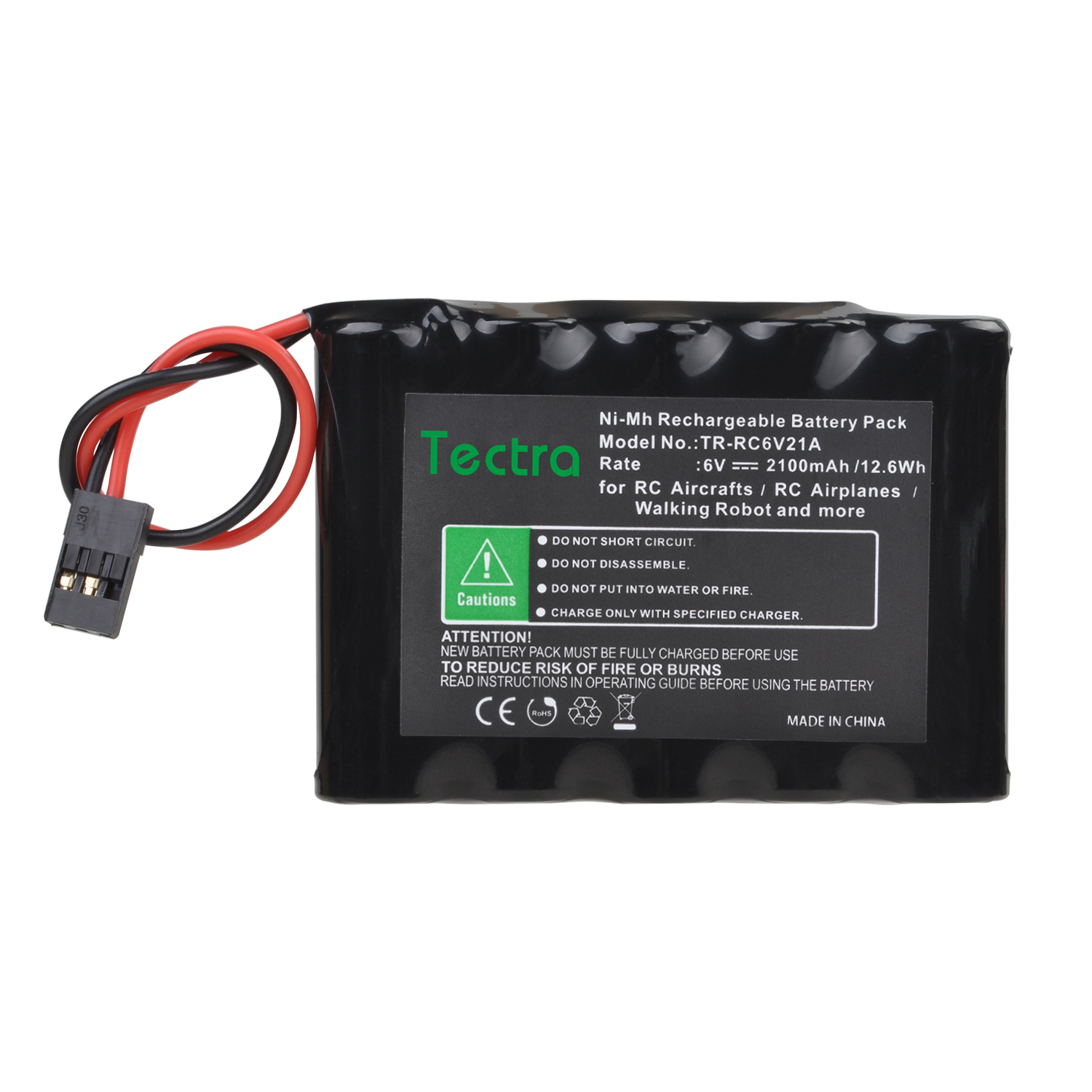Paquetes de baterías NiMH RC de 6V y 2100mAh con conector Hitec para aviones RC y Robot para caminar, batería recargable de alta capacidad: Oro