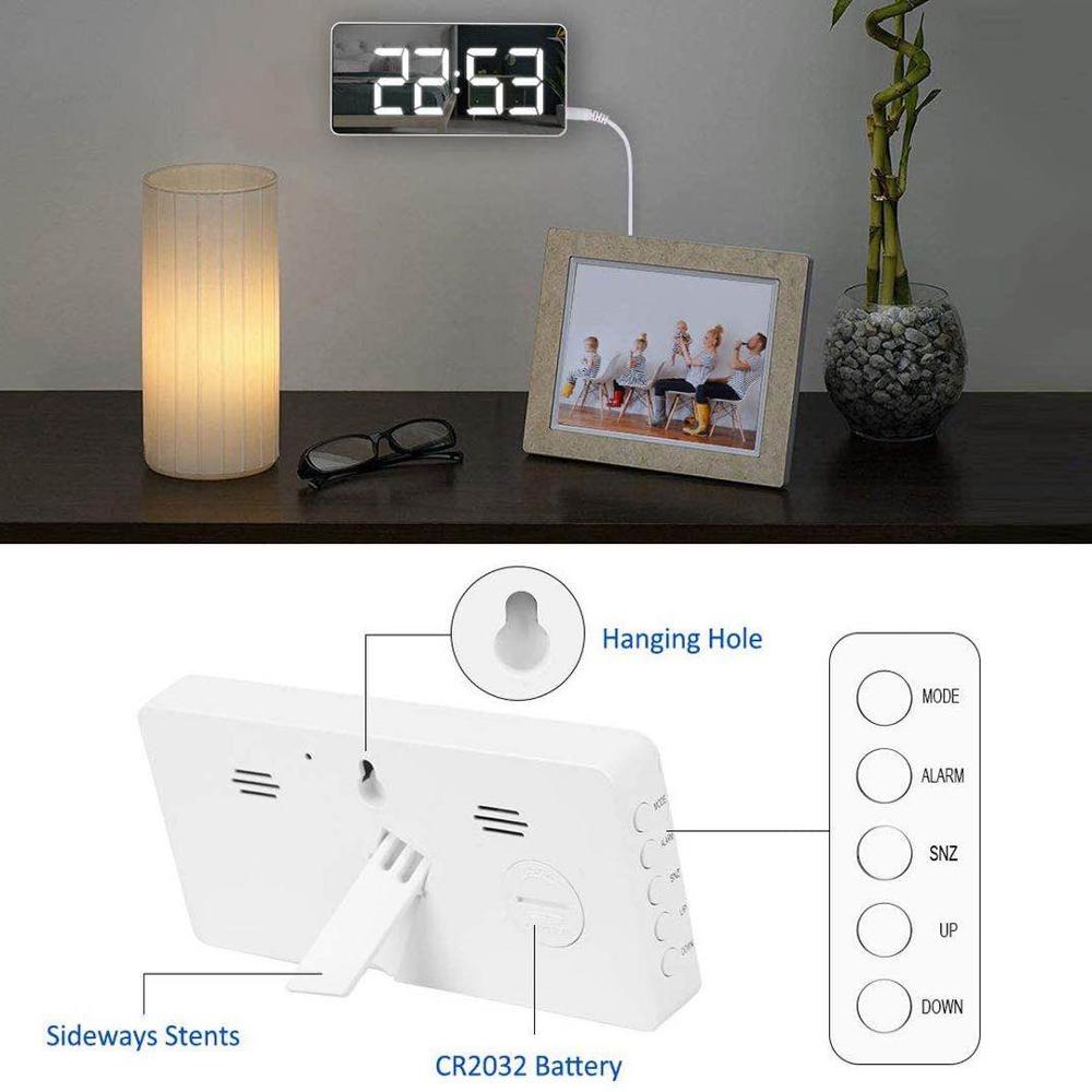 Led Digitale Bureauklok Elektronische Tafel Wekker Met Usb Laders Temperatuur Datum Display
