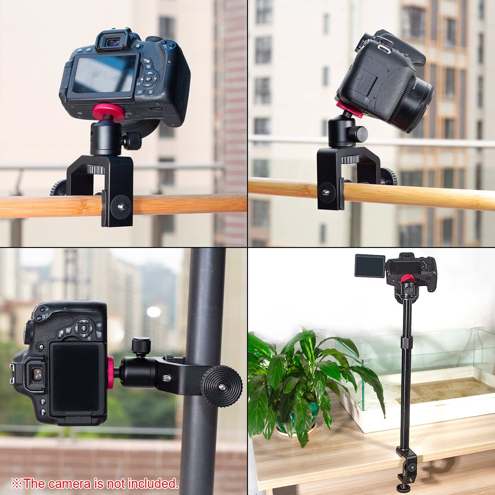 Universal Aluminium C Klem + Verstelbare Statief Verlengstuk + Draaibare Bal Hoofd Met 1/4 Inch Schroef Verstelbare Lengte