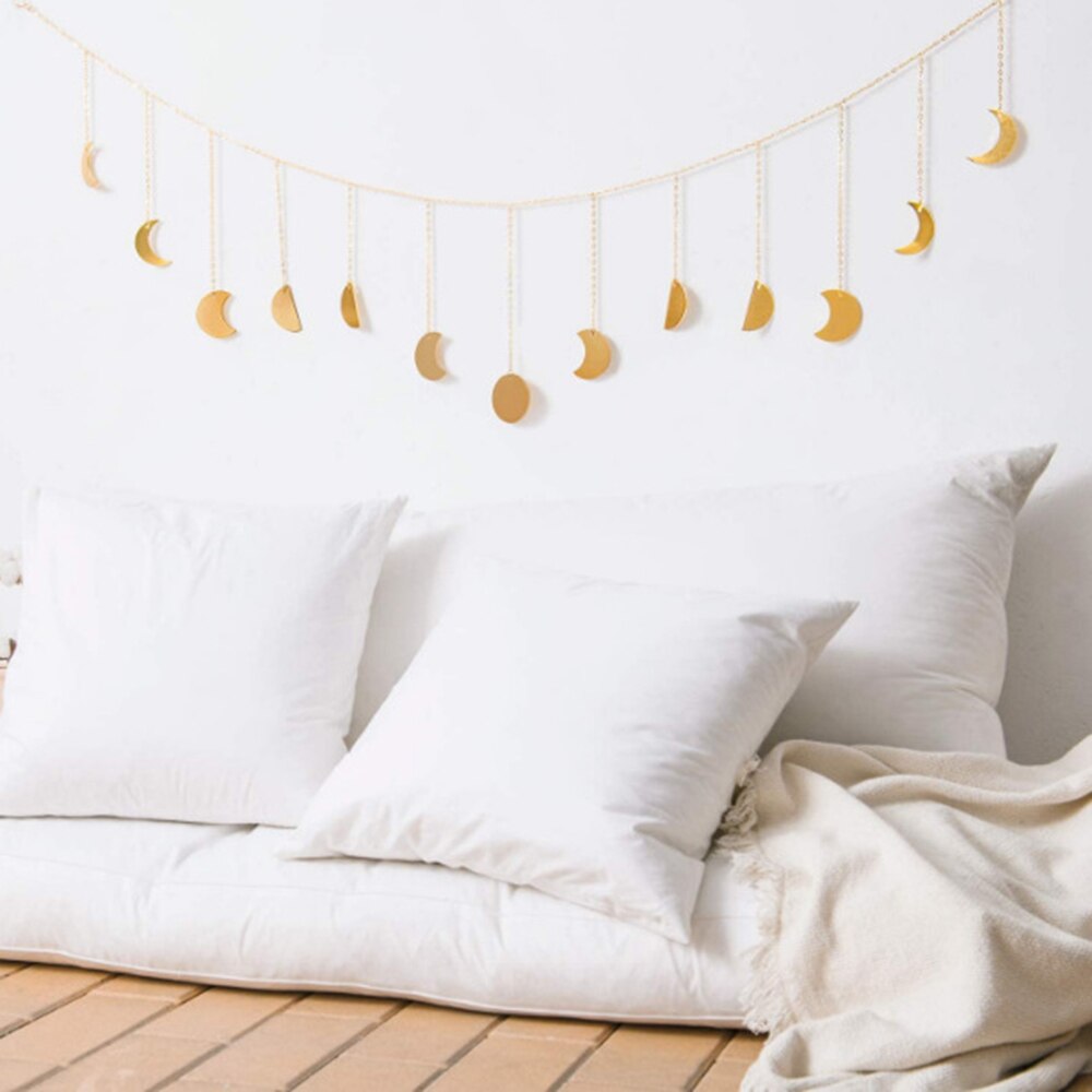 Lune brillant Phase guirlande décoration chaînes or tenture murale ornements pratique appartement fond décoration murale