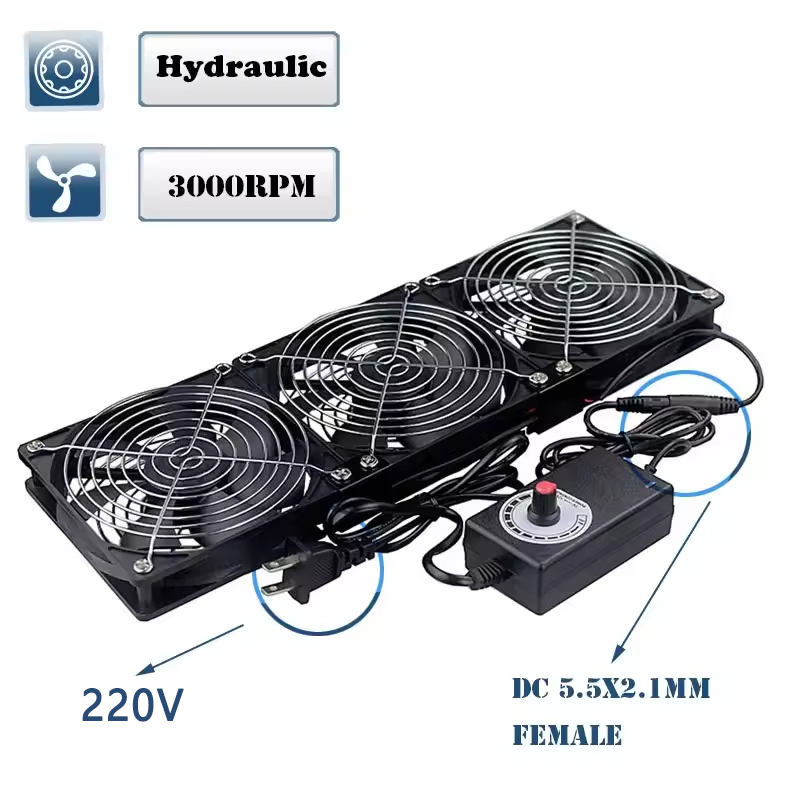 3000RPM Fan Cooling with Controller 120mm 12cm 12V 220V Btc Machine Chassis Workstation Cabinet Radiator Server Fan for GPU VGA: Mixed Color