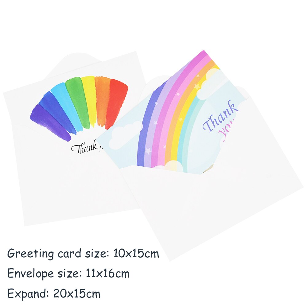 2-5pcs Colorful Rainbow Thank You Cards Wedding Party Invitation Greeting Cards Thanksgiving Day Postcard Folding Cards