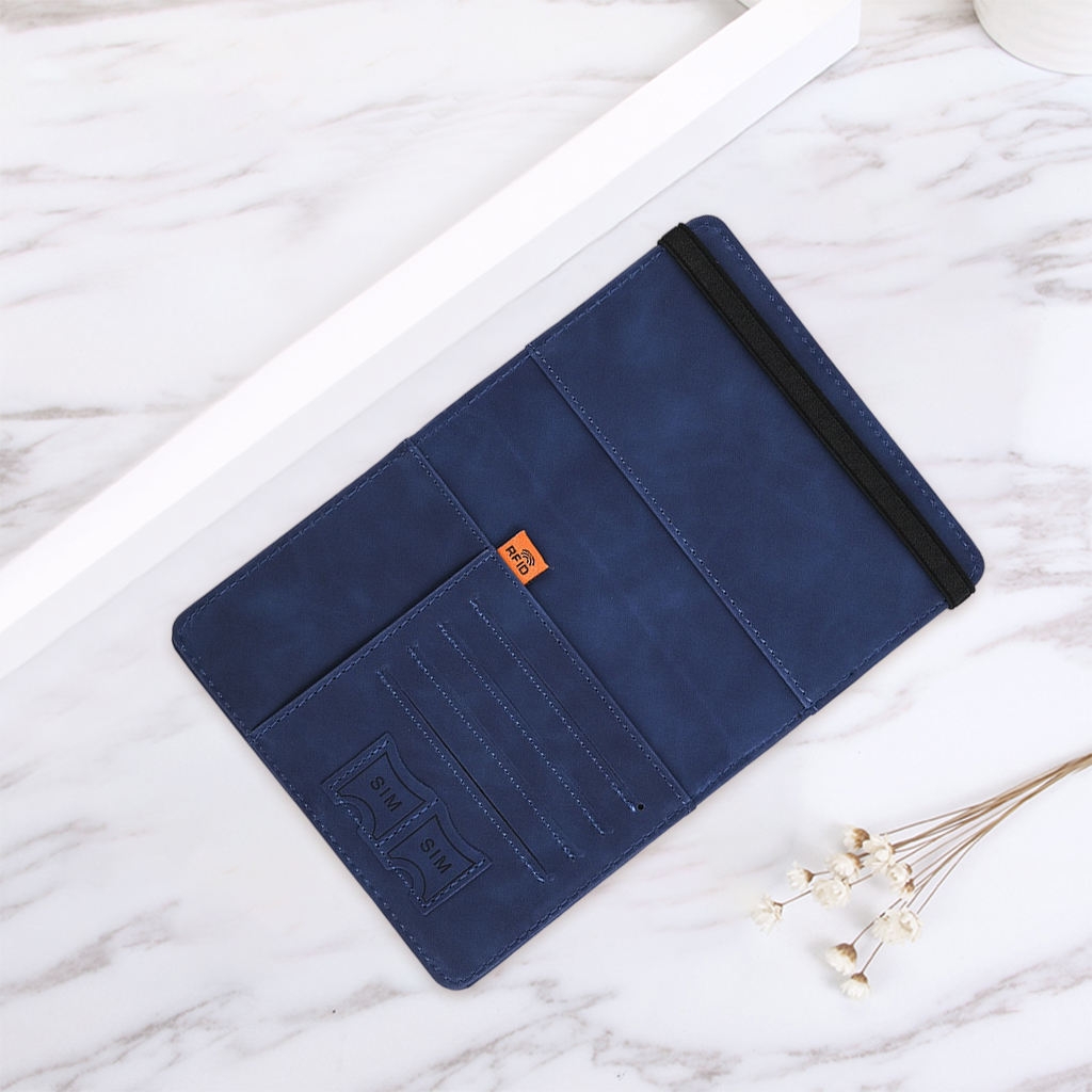 Tragbarer reisepasshalter für damen und herren, dokumentenorganizer, reisebrieftasche für zuhause, reisen und geschäftsreisen: Dunkelblau