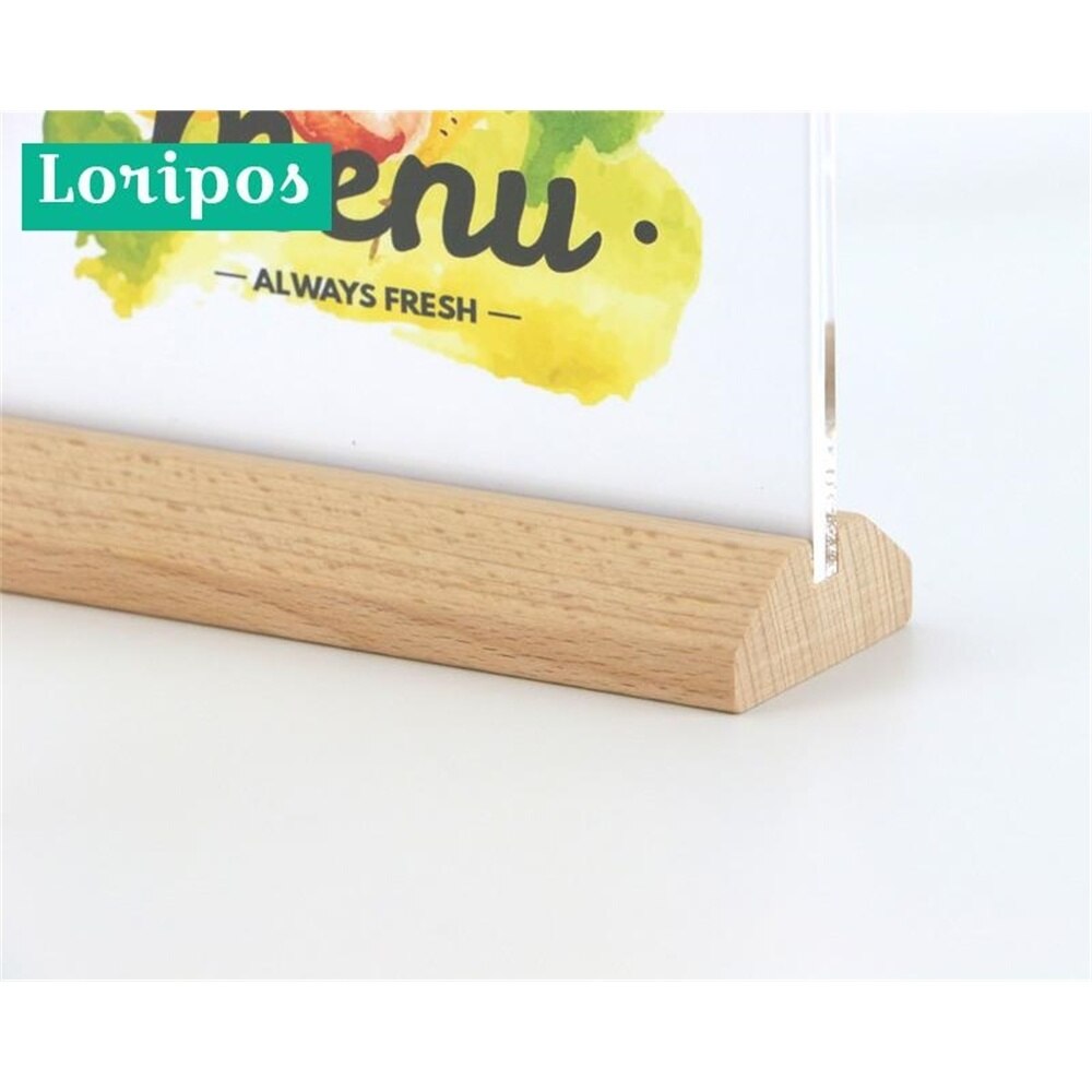 A5 Wooden Table Sign Holder Magnetic Desk Acrylic Label Holder Horizontal 150*210mm T Poster Stand Price Card Display Rack