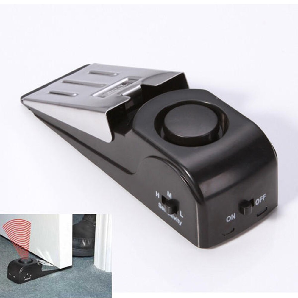125dB Mini Wireless Vibration Alarm Door Stop Alarm for home Wedge Shaped Stopper Alert Security System Block Blocking System