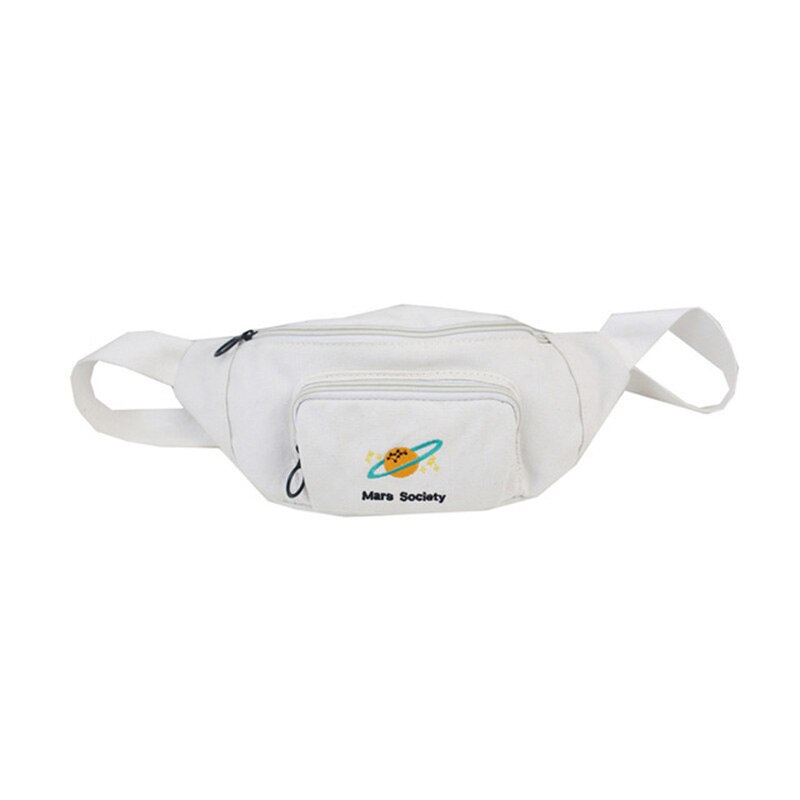 Mannen Taille Tas Voor Vrouwen Banaan Fanny Pack Canvas Riem Tassen Harajuku Borst Zakken Vrouwelijke Toevallige Bum Pack: White fanny pack