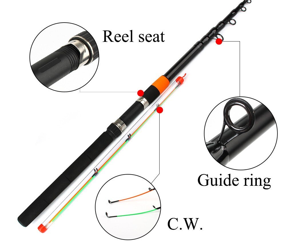 Canne d'alimentation pour roi de poisson C.W 120g canne à pêche télescopique Extra lourde 3.0m 3.3m 3.6m 3.9m avec 2 embouts de canne 60% Fiber de carbone