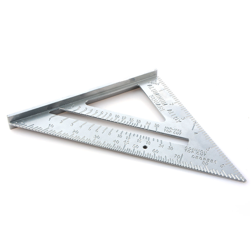 Regla triangular de aleación de aluminio de 7 pulgadas para carpintería regla triangular cuadrada de 90 grados 45 grados de pulgada métrica