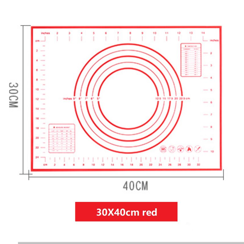 30x4 0CM/50x6 0CM/60x6 0CM/50x7 0CM/60x80CM grande taille tapis de cuisson en Silicone antiadhésif tapis de cuisson réutilisable gâteau outil de cuisson: 40x30CM Red