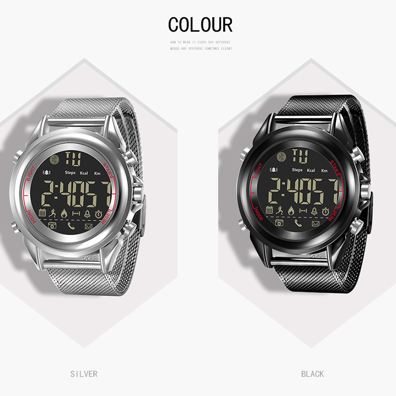 Montre intelligente de rappel d'appel de Message d'android de smartwatch numérique d'acier inoxydable de sport d'hommes avec l'appareil-photo bluetooth relogio masculino